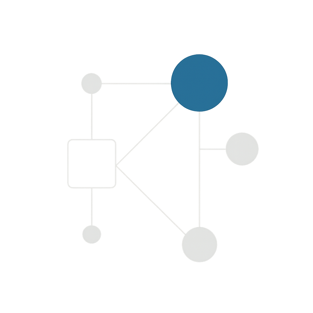 Digitale Strategie – abstrakte Darstellung ineinandergreifender Marketingmaßnahmen mit Punkten und Formen